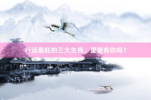 行运最旺的三大生肖，望望有你吗？