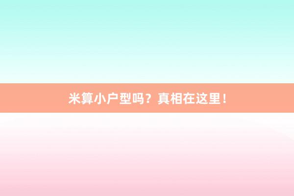 米算小户型吗？真相在这里！